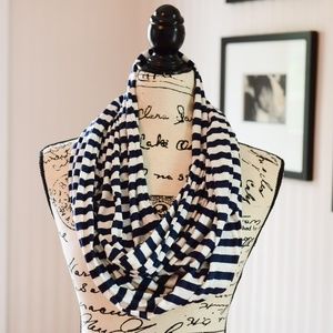 Navy & White Striped Circle Scarf